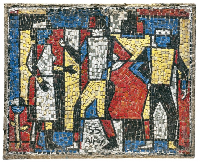 Julio Alpuy (1919-2009)<br>Personajes constructivos, 1955<br>Mosaico<br>42 x 52 cm - Homenaje a Julio Alpuy (1919-2009) - en el centenario de su nacimiento - Museo Nacional de Artes Visuales