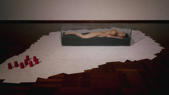 La vida es un flujo y reflujo, 2006 - 2041<br><br>Nº de Inventario: 4855 - Performance de Ce Vignolo en Sala 5 - Museo Nacional de Artes Visuales