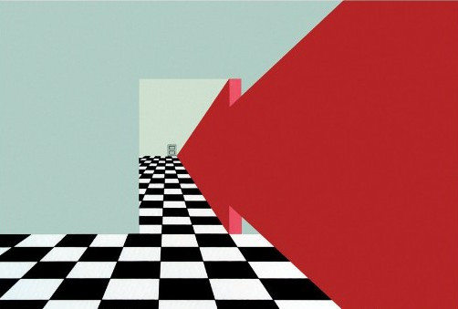 Detalle de la obra "Espacio geométrico con puerta", 1979. Serigrafía sobre papel. 22 x 32 cm. Daniel Gallo - Pensar el tiempo y las cosas - Daniel Gallo - Museo Nacional de Artes Visuales
