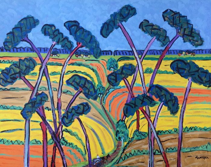 La vuelta, 2019. Acrílico sobre lienzo. 120 x 150 cm. - Giacoya - Museo Nacional de Artes Visuales