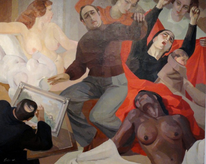 Autorretrato<br>Guillermo Laborde (1886-1940)<br>Óleo - Tela<br>200 x 250 cm - Guillermo Laborde - Coincidencias - acuarelas dibujos pinturas - Museo Nacional de Artes Visuales