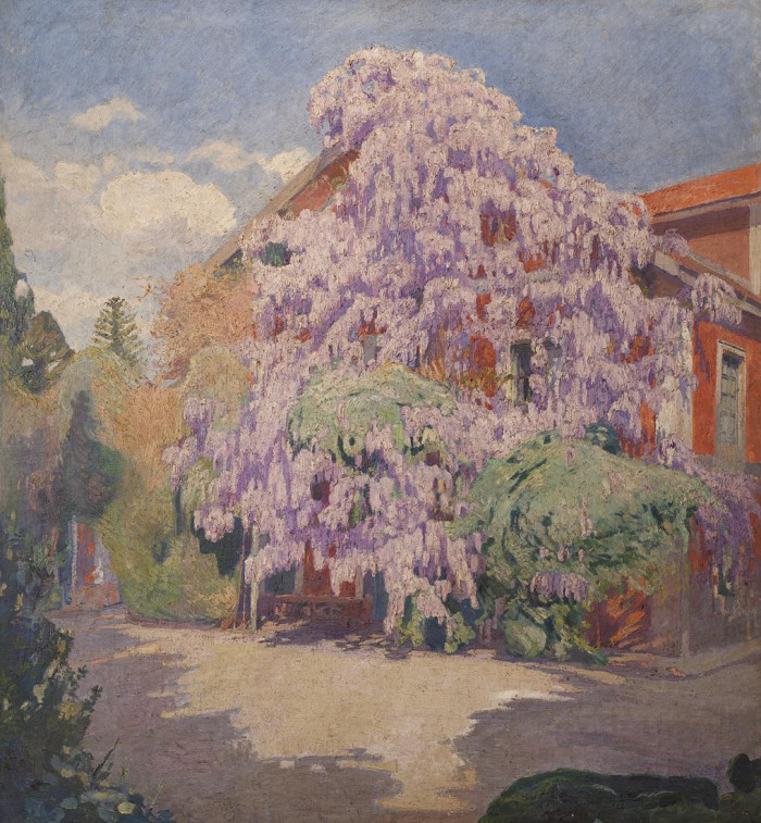 Las glicinas, 1923. Pedro Blanes Viale (1878-1926). Óleo sobre tela. 130 x 120 cm. Nº inv. 3653. - Paisajes - Evocación y realidad - Colección MNAV - Museo Nacional de Artes Visuales