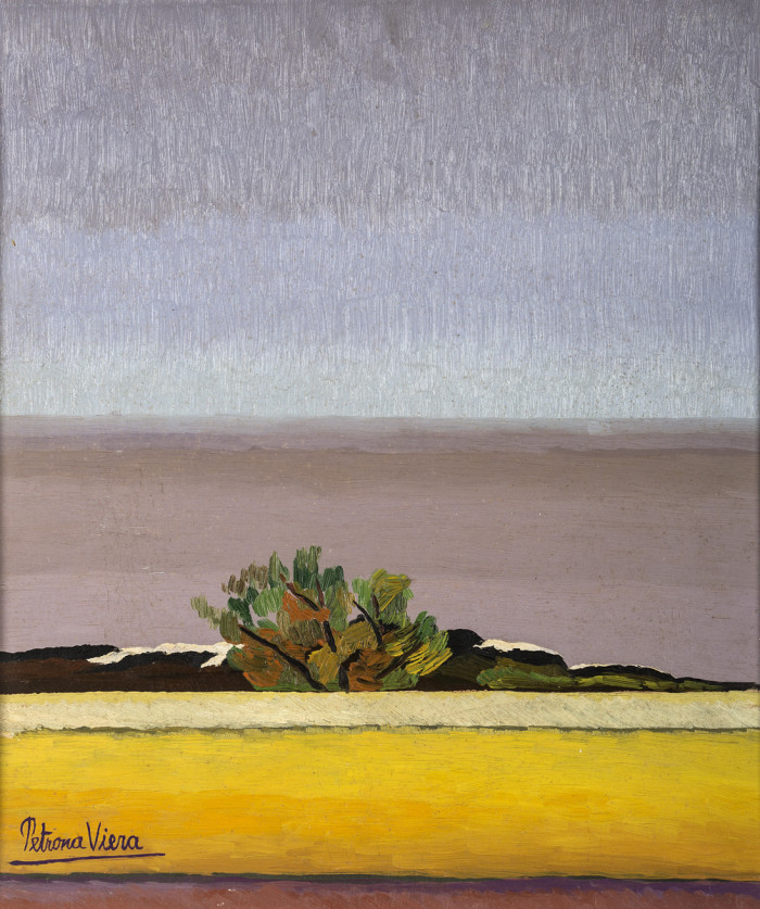 Mañana de lluvia. Petrona Viera (1895-1960). Óleo sobre cartón. 50 x 43 cm. Nº inv. 2955. - Exposición itinerante: "Petrona Viera - Paisajes" - Museo Nacional de Artes Visuales