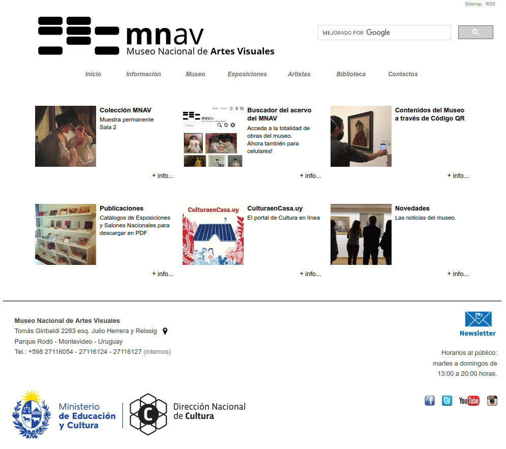Diseño 2010-2022. Dirección: Enrique Aguerre. Logo original de Santiago Velazco - Historia de nuestra web - Museo Nacional de Artes Visuales